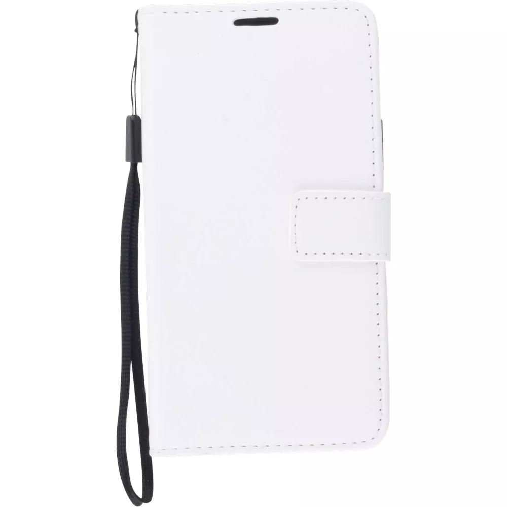 Fourre iPhone 15 - Premium Flip cuir lisse porte-cartes - Blanc
