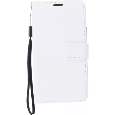 Fourre iPhone 15 - Premium Flip cuir lisse porte-cartes - Blanc