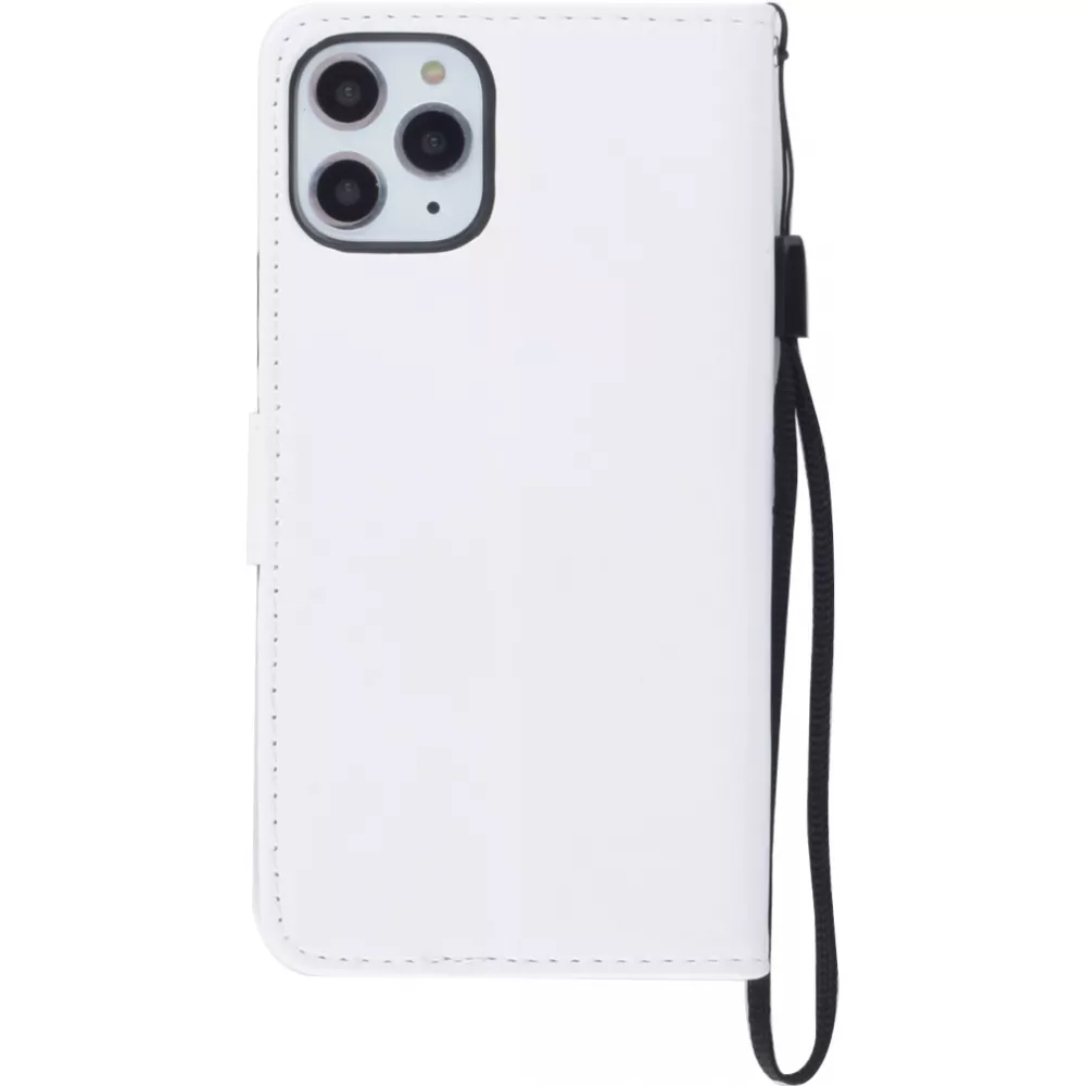 Fourre iPhone 15 - Premium Flip cuir lisse porte-cartes - Blanc