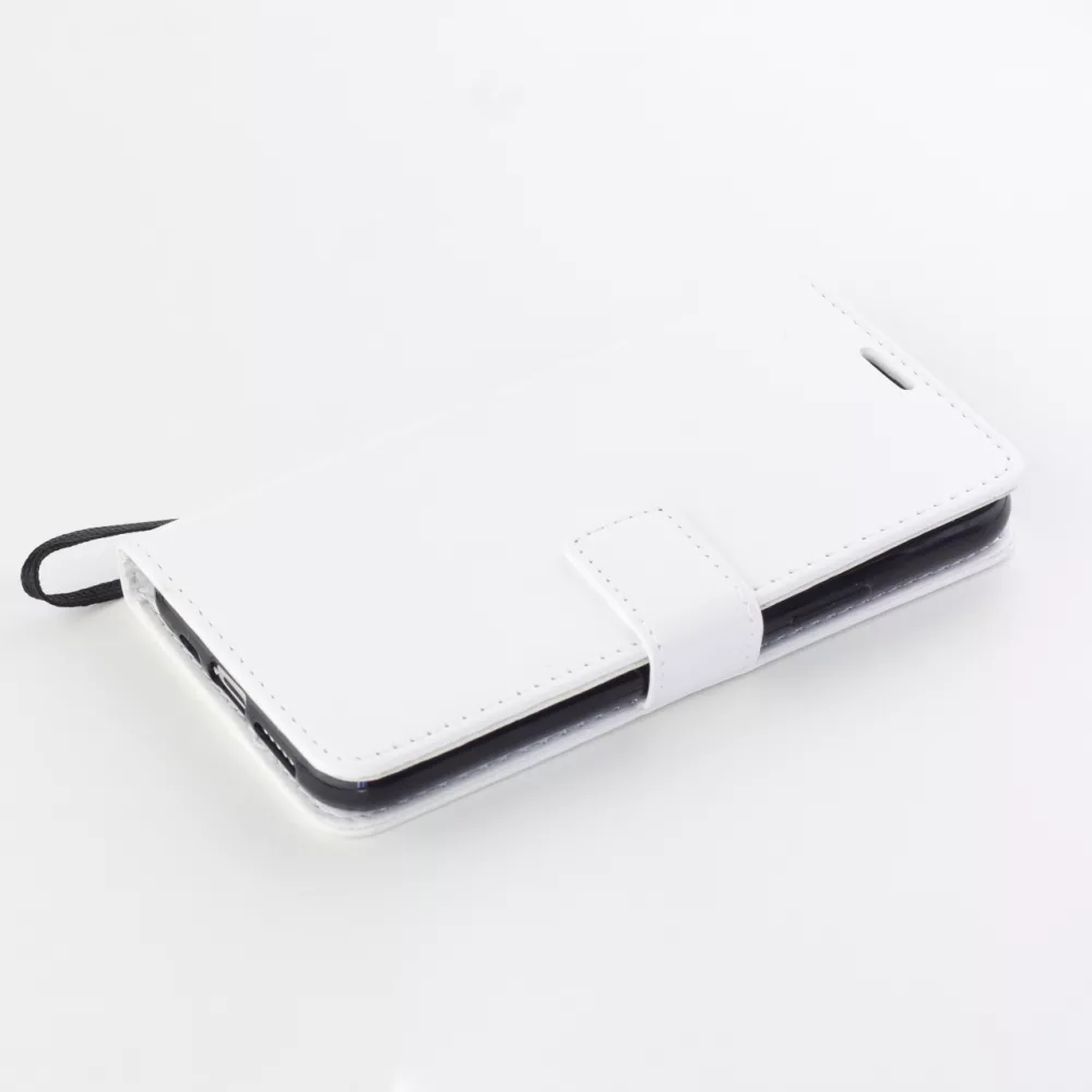 Fourre iPhone 15 - Premium Flip cuir lisse porte-cartes - Blanc