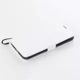 Fourre iPhone 15 - Premium Flip cuir lisse porte-cartes - Blanc