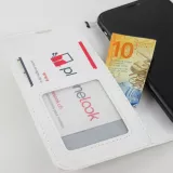 Fourre iPhone 15 - Premium Flip cuir lisse porte-cartes - Blanc