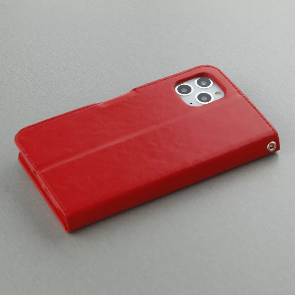 Hülle iPhone 15 Pro - Premium Flip Leder Tasche - Rot