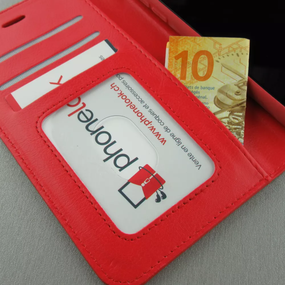 Hülle iPhone 15 Pro - Premium Flip Leder Tasche - Rot