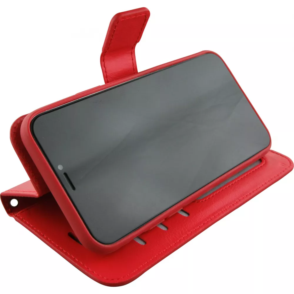 Hülle iPhone 15 Pro - Premium Flip Leder Tasche - Rot