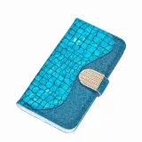 Fourre iPhone 11 - Flip Croco Strass  - Bleu