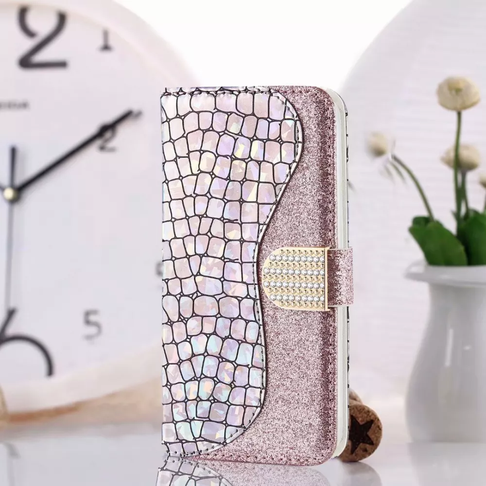 Fourre iPhone 11 Pro Max - Flip Croco Strass  - Rose