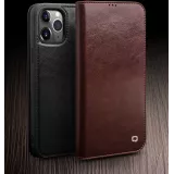 Fourre iPhone 12 / 12 Pro - Flip Qialino cuir véritable - Brun