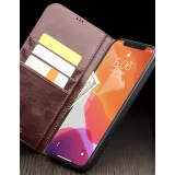 Fourre iPhone 12 / 12 Pro - Flip Qialino cuir véritable - Brun
