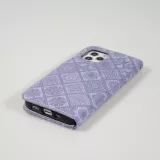 Fourre iPhone 12 / 12 Pro - Premium Flip Wallet caoutchouc motif oriental avec fermeture aimantée - Violet clair