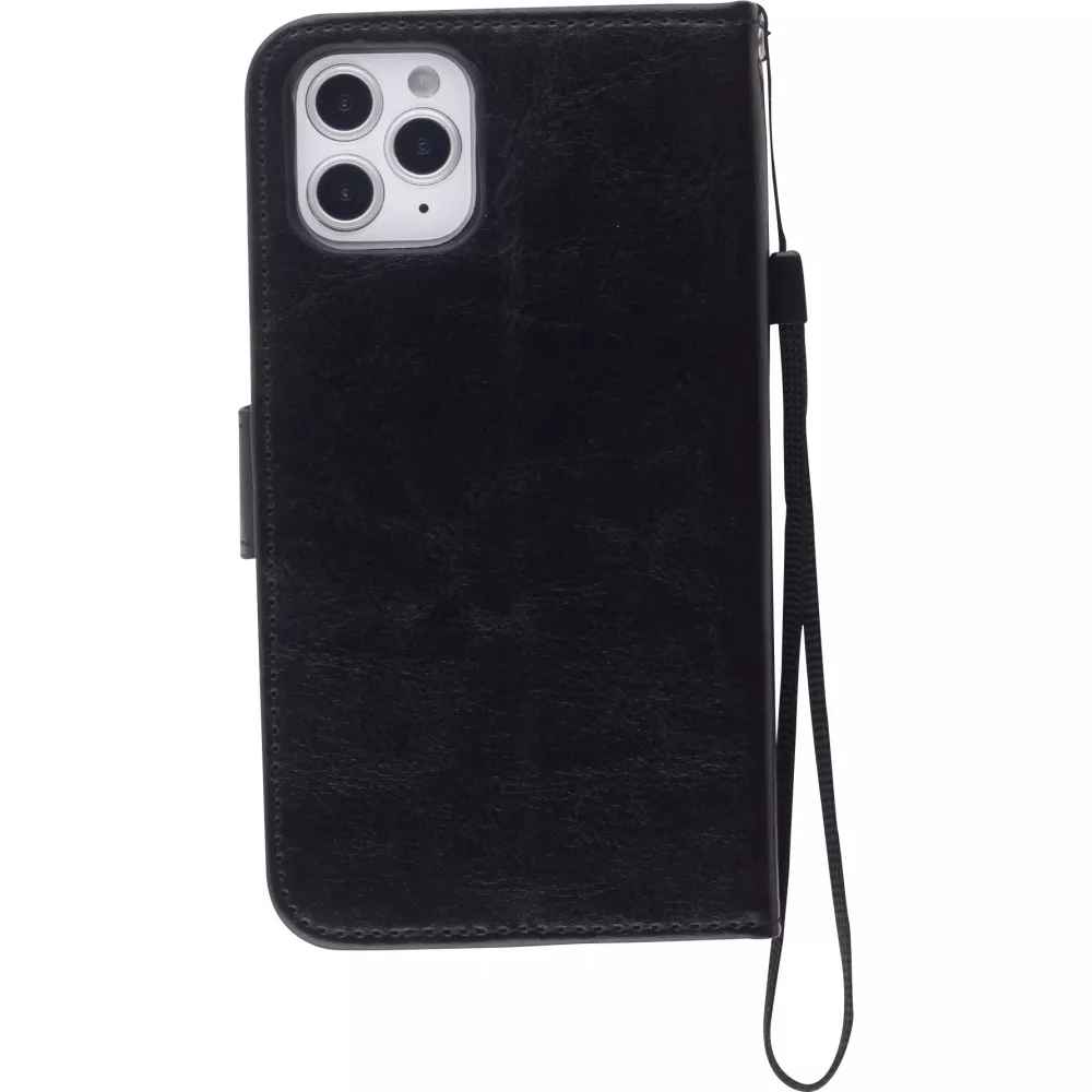 Fourre iPhone 12 / 12 Pro - Premium Flip cuir lisse porte-cartes - Noir