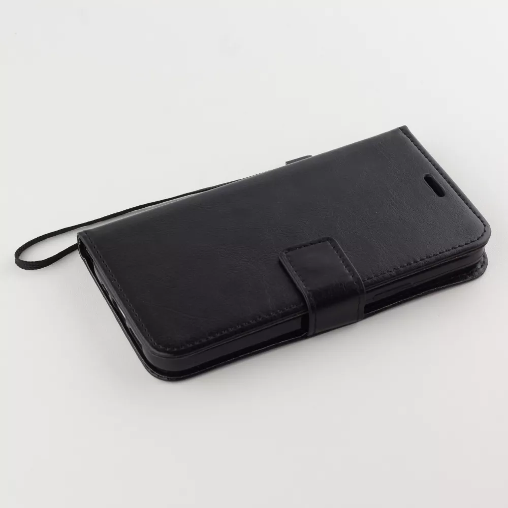 Fourre iPhone 12 / 12 Pro - Premium Flip cuir lisse porte-cartes - Noir
