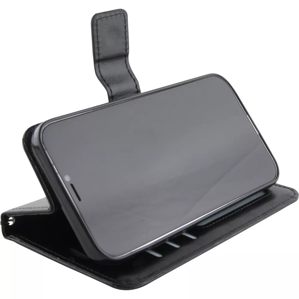 Fourre iPhone 12 / 12 Pro - Premium Flip cuir lisse porte-cartes - Noir