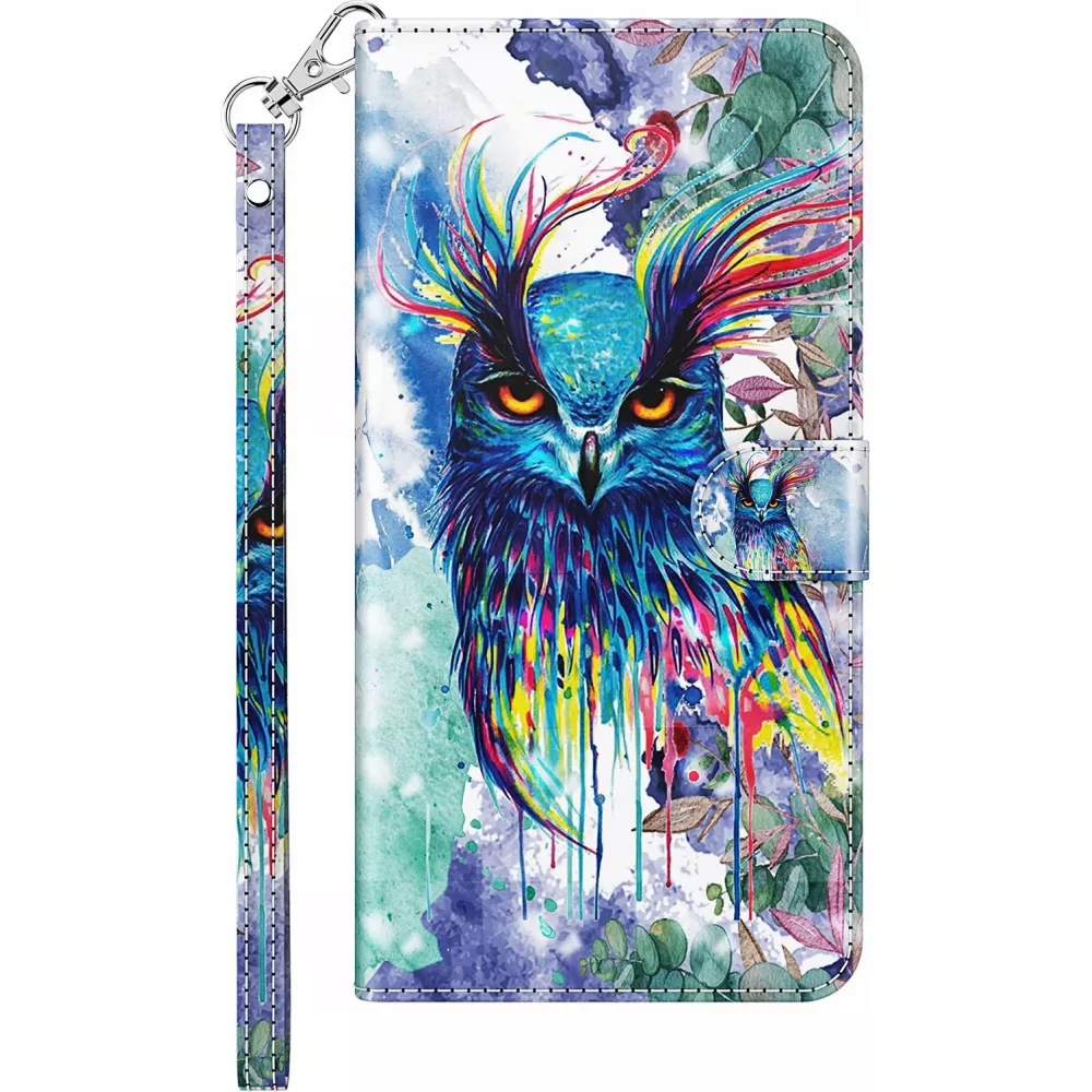 iPhone 15 Case Hülle - 3D Flip Bunte Eule