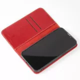 Fourre iPhone 15 - Flip Fierre Shann cuir véritable - Rouge