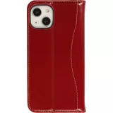 Fourre iPhone 15 - Flip Fierre Shann cuir véritable - Rouge