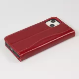 Fourre iPhone 15 - Flip Fierre Shann cuir véritable - Rouge