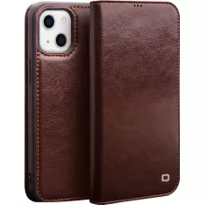 Fourre iPhone 11 - Flip Qialino cuir véritable - Brun