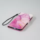 Fourre iPhone 13 - Flip Wallet Liquid Color avec fermeture à aimant - Purple Sunset