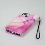 Fourre iPhone 13 - Flip Wallet Liquid Color avec fermeture à aimant - Purple Sunset