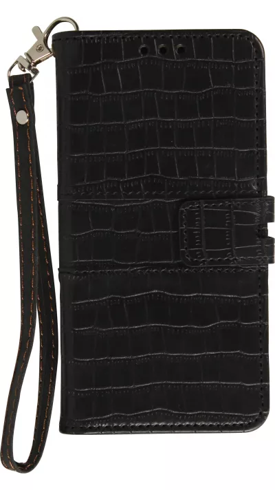 iPhone 13 Case Hülle - Flip Krokodil - Schwarz