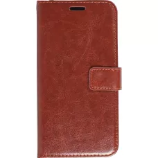 Fourre iPhone 15 - Premium Flip cuir lisse porte-cartes - Brun