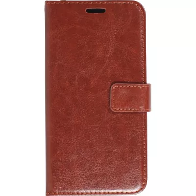 Fourre iPhone 15 - Premium Flip cuir lisse porte-cartes - Brun