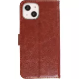 Fourre iPhone 15 - Premium Flip cuir lisse porte-cartes - Brun