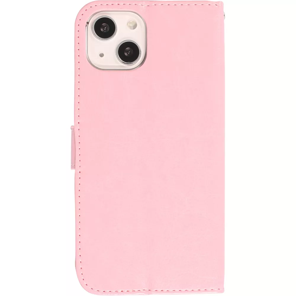 Fourre iPhone 15 - Premium Flip cuir lisse porte-cartes - Rose clair