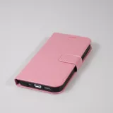 Fourre iPhone 15 - Premium Flip cuir lisse porte-cartes - Rose clair