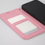Fourre iPhone 15 - Premium Flip cuir lisse porte-cartes - Rose clair