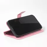 Fourre iPhone 15 - Premium Flip cuir lisse porte-cartes - Rose clair