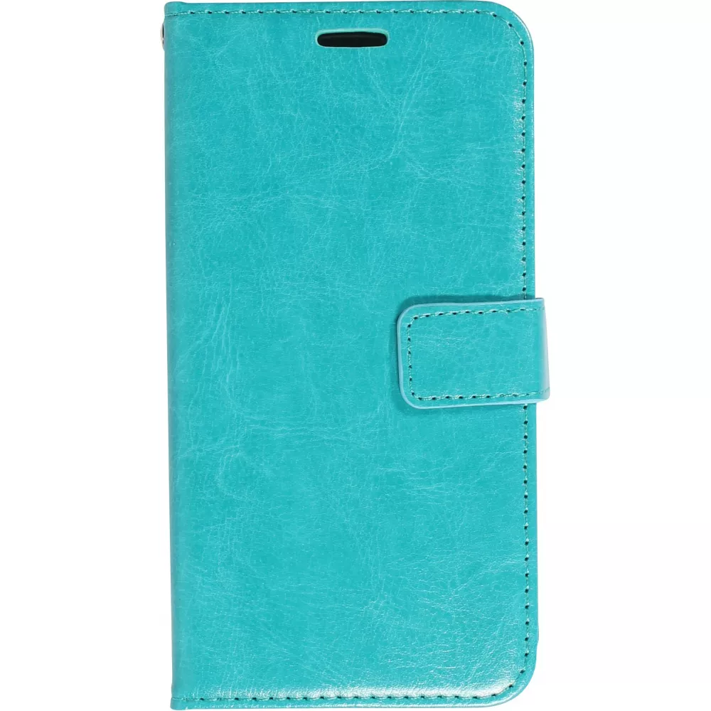 Fourre iPhone 15 - Premium Flip cuir lisse porte-cartes - Turquoise