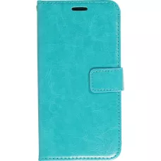 Fourre iPhone 15 - Premium Flip cuir lisse porte-cartes - Turquoise