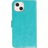 Fourre iPhone 15 - Premium Flip cuir lisse porte-cartes - Turquoise