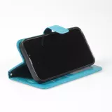 Fourre iPhone 15 - Premium Flip cuir lisse porte-cartes - Turquoise