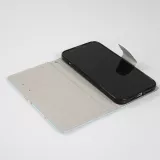 Fourre iPhone 12 / 12 Pro - Premium Wallet flip fermeture magnétique et porte-carte - Fleures Sakura - Bleu clair