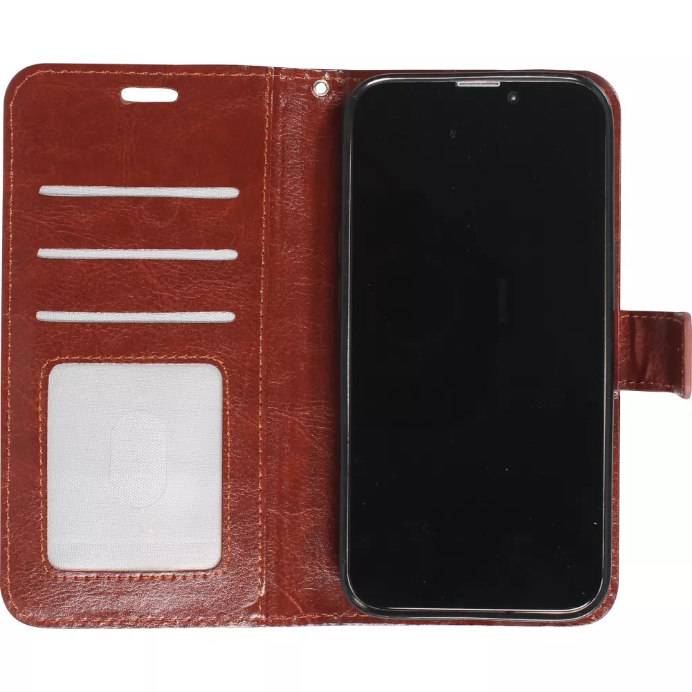 iPhone 13 mini Case Hülle - Premium Flip Leder Tasche - Braun