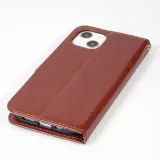 iPhone 13 mini Case Hülle - Premium Flip Leder Tasche - Braun