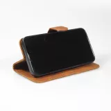 iPhone 15 Plus Case Hülle - 3D Flip Kunstleder Auge des Tigers - Braun
