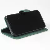 Fourre iPhone 15 Plus - Flip 3D en similicuir Oeil du tigre - Vert