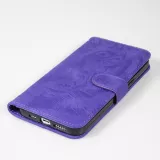 Fourre iPhone 15 - Flip 3D en similicuir Oeil du tigre - Violet