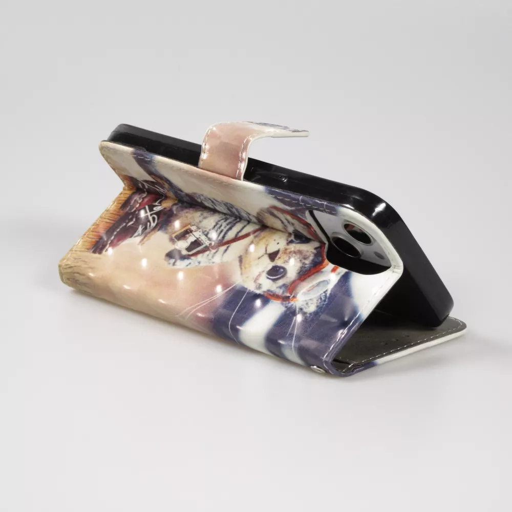 Fourre iPhone 14 - Flip - Explorer kitten - Beige