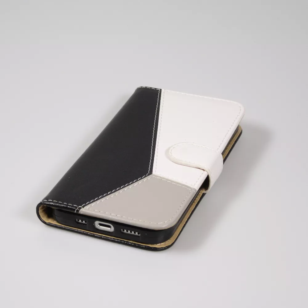 Fourre iPhone 14 - Flip Géometrique - Noir & blanc
