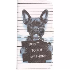 Fourre iPhone 14 - Premium Wallet flip fermeture magnétique et porte-carte - chien arrêté - Blanc