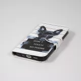 Fourre iPhone 14 - Premium Wallet flip fermeture magnétique et porte-carte - chien arrêté - Blanc