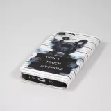 Fourre iPhone 14 - Premium Wallet flip fermeture magnétique et porte-carte - chien arrêté - Blanc