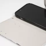 Fourre iPhone 14 - Premium Wallet flip fermeture magnétique et porte-carte - chien arrêté - Blanc