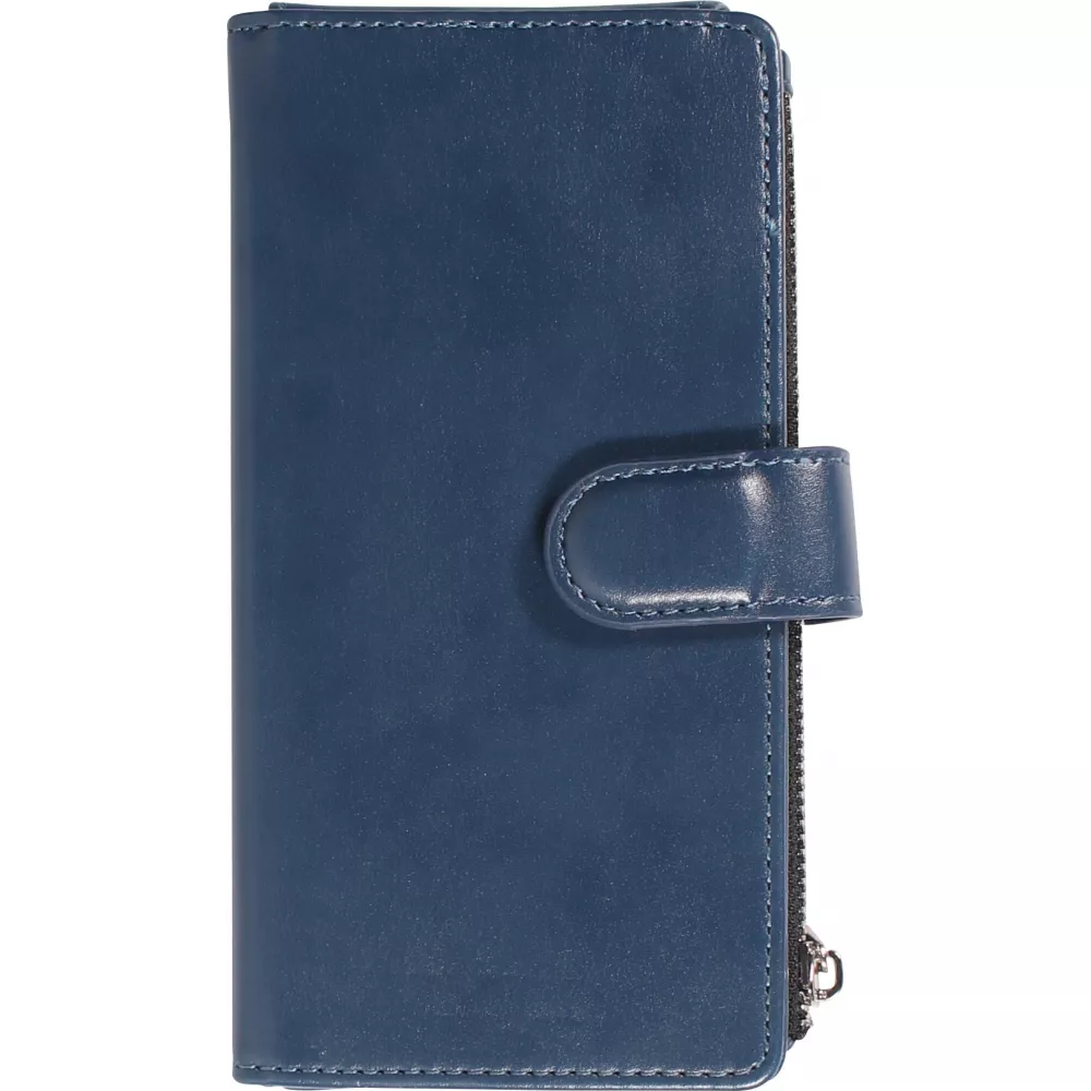 iPhone 15 Pro Case Hülle - Brieftaschen-Hülle luxuriös und raffiniert mit Magnet Verschluss & Münz- und Kartenfach  - Blau