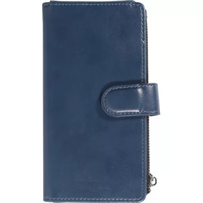Fourre iPhone 14 Pro - Etui portefeuille luxueux et sophistiqué en cuir avec aimant et compartiment à monnaie - Bleu